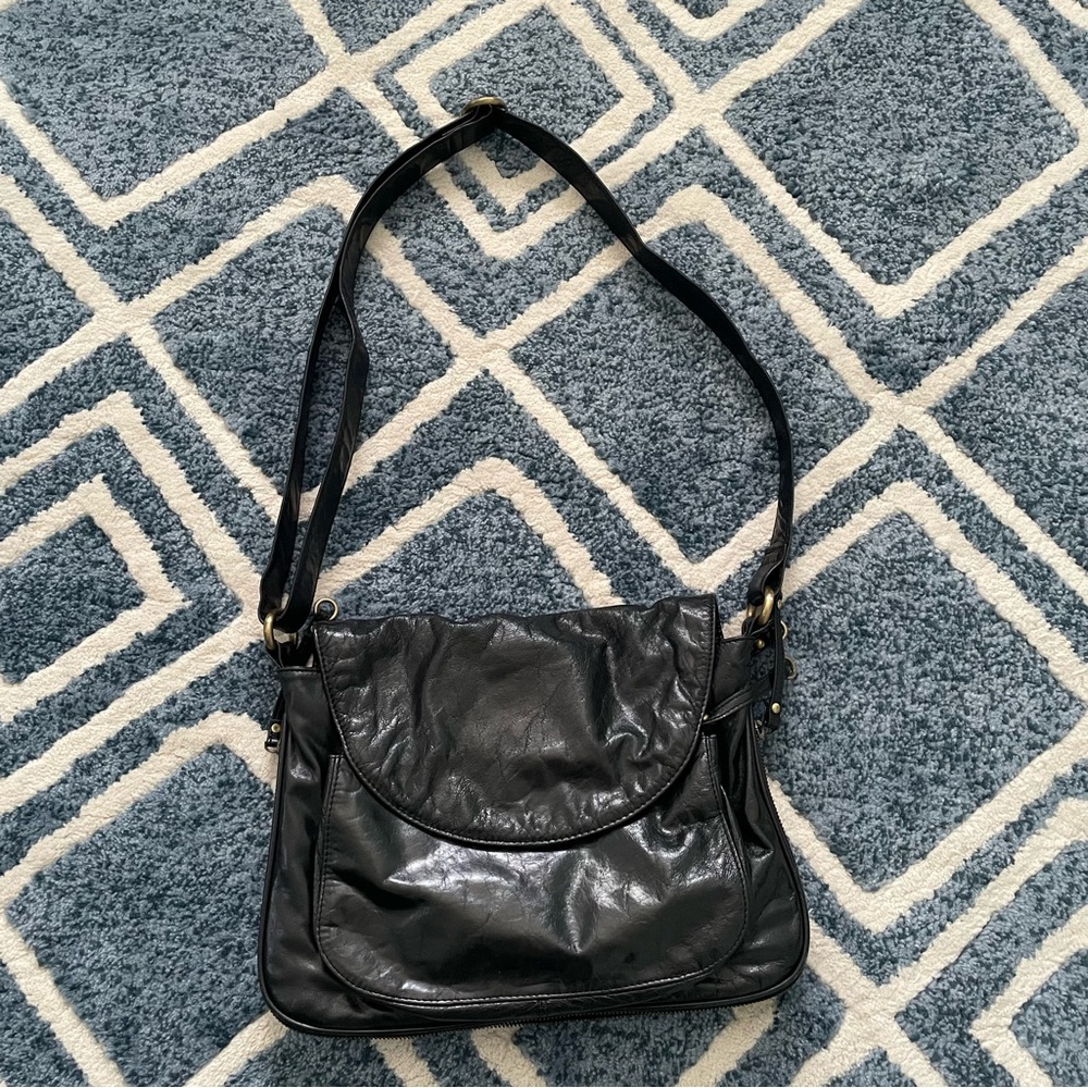 LATICO Crossbody Black Messenger Bag soft genuine leather